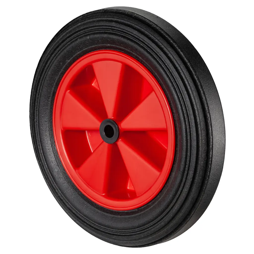 B40.402 Wheel series 400mm black rubber on polypropylene centre 20mm bore hub length 76mm plain bearing 200kg