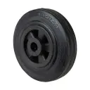B45.125 Wheel series 125mm black rubber on polypropylene centre 15mm bore hub length 50mm roller bearing 100kg