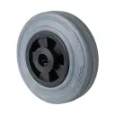 B46.125 Wheel series 125mm grey rubber on polypropylene centre 15mm bore hub length 50mm roller bearing 100kg