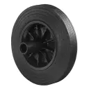 B50.200 Wheel series 200mm black rubber on polypropylene centre 22.5mm bore hub length 98mm plain bearing 205kg