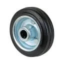 B55.080 Wheel series 80mm black rubber on zinc plated steel centre 12mm bore hub length 40mm roller bearing 50kg