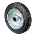 B55.180, Wheel series 180mm black rubber on zinc plated steel centre 20mm bore hub length 58mm roller bearing 170kg