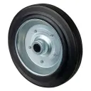 B55.250 Wheel series 250mm black rubber on zinc plated steel centre 25mm bore hub length 60mm roller bearing 250kg