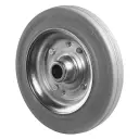 B56.200 Wheel series 200mm grey rubber on zinc plated steel centre 20mm bore hub length 60mm roller bearing 205kg