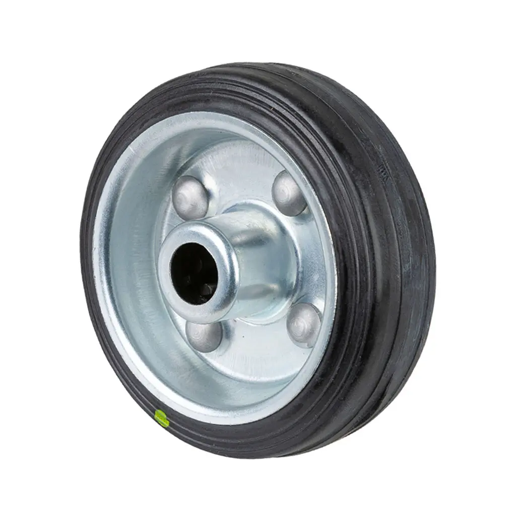 B58.080 Wheel series 80mm electrically conductive black rubber on zinc plated steel centre 12mm bore hub length 39mm roller bearing 65kg