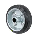 B58.080 Wheel series 80mm electrically conductive black rubber on zinc plated steel centre 12mm bore hub length 39mm roller bearing 65kg