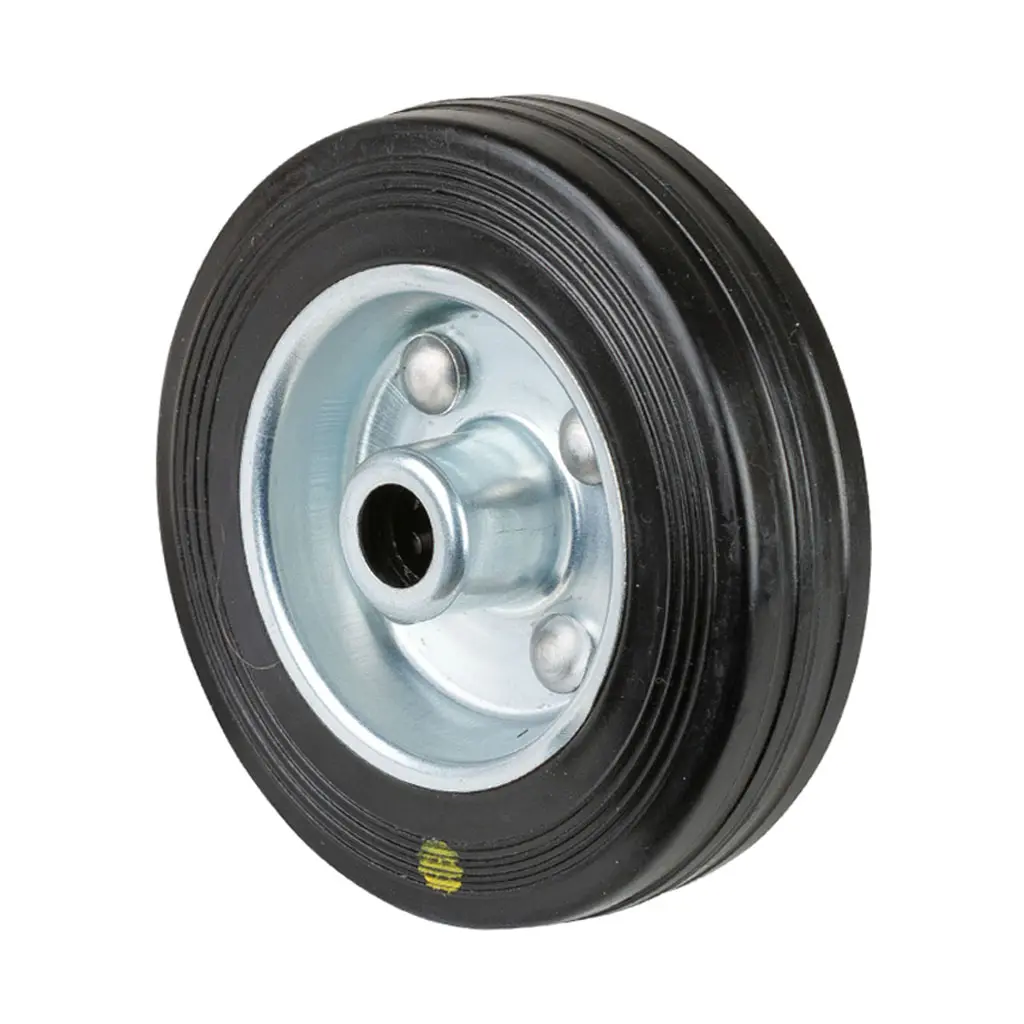 B58.100 Wheel series 100mm electrically conductive black rubber on zinc plated steel centre 12mm bore hub length 39mm roller bearing 80kg