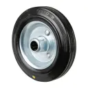 B58.160 Wheel series 160mm electrically conductive black rubber on zinc plated steel centre 20mm bore hub length 58mm roller bearing 160kg