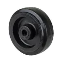 B60.125 Wheel series 125mm black elastic rubber on polypropylene centre 15mm bore hub length 50mm roller bearing 200kg