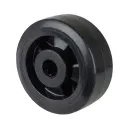 B60.126 Wheel series 125mm black elastic rubber on polypropylene centre 20mm bore hub length 58mm roller bearing 300kg