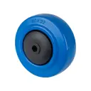 B62.081 Wheel series 80mm blue elastic rubber on polypropylene centre 8mm bore hub length 42mm single ball bearing 120kg