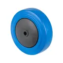 B62.101 Wheel series 100mm blue elastic rubber on polypropylene centre 8mm bore hub length 42mm single ball bearing 150kg
