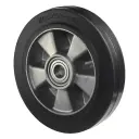 B80.200 Wheel series 200mm black elastic rubber on aluminium centre 20mm bore hub length 60mm ball bearings 450kg
