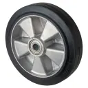 B80.250 Wheel series 250mm black elastic rubber on aluminium centre 20mm bore hub length 70mm ball bearings 600kg
