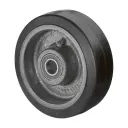 B81.151 Wheel series 150mm black elastic rubber on cast iron centre 25mm bore hub length 60mm ball bearings 350kg