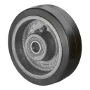 B81.202 Wheel series 200mm black elastic rubber on cast iron centre 25mm bore hub length 60mm ball bearings 450kg