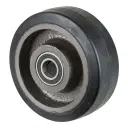 B81.203 Wheel series 200mm black elastic rubber on cast iron centre 30mm bore hub length 82mm ball bearings 550kg