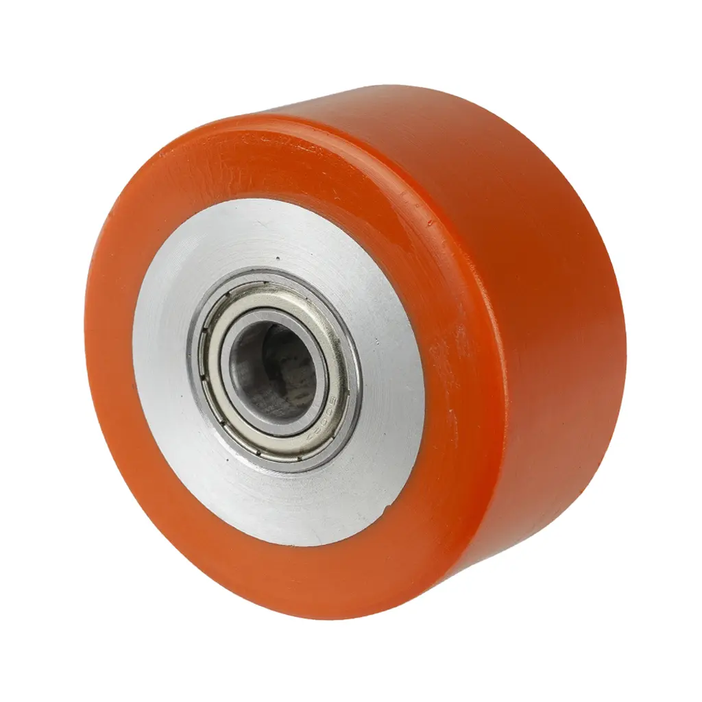 B90.081 Wheel series 80mm brown Prothane® polyurethane on aluminium centre 15mm bore hub length 40mm ball bearing 250kg