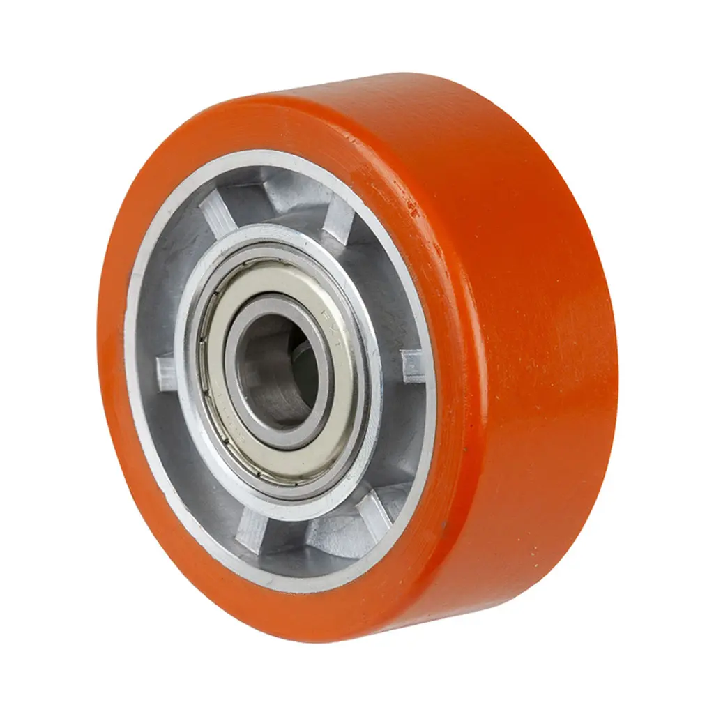 B90.102 Wheel series 100mm brown Prothane® polyurethane on aluminium centre 20mm bore hub length 40mm ball bearing 270kg