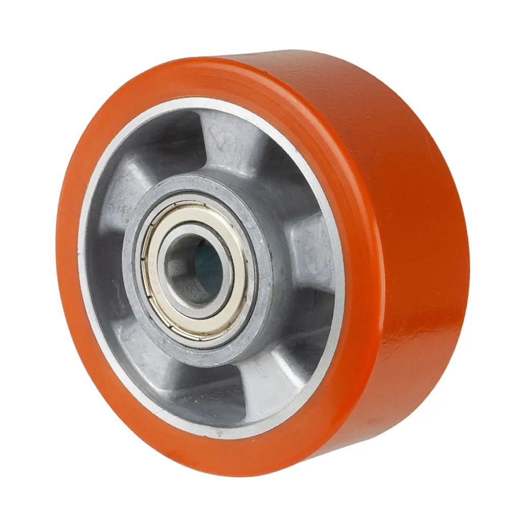 B90.126 Wheel series 125mm brown Prothane® polyurethane on aluminium centre 20mm bore hub length 60mm ball bearing 450kg