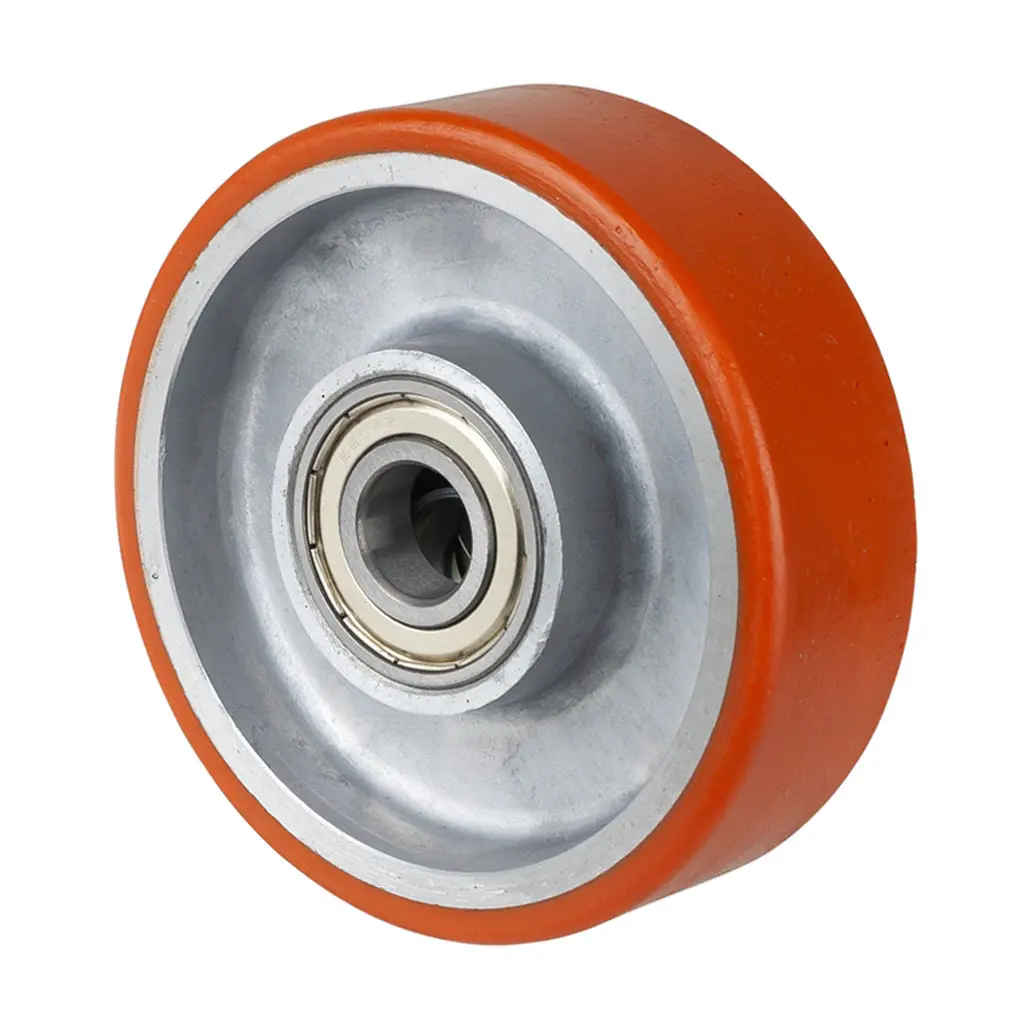 B90.127 Wheel series 125mm brown Prothane® polyurethane on aluminium centre 20mm bore hub length 41mm ball bearing 300kg