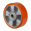 B90.160 Wheel series 160mm brown Prothane® polyurethane on aluminium centre 20mm bore hub length 60mm ball bearing 600kg
