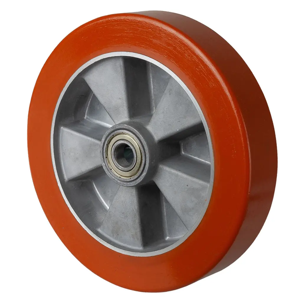 B90.251 Wheel series 250mm brown Prothane® polyurethane on aluminium centre 20mm bore hub length 60mm ball bearing 1000kg