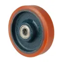 C10.125 Wheel series 125mm brown Prothane® polyurethane on cast iron centre 15mm bore hub length 39mm ball bearing 300kg