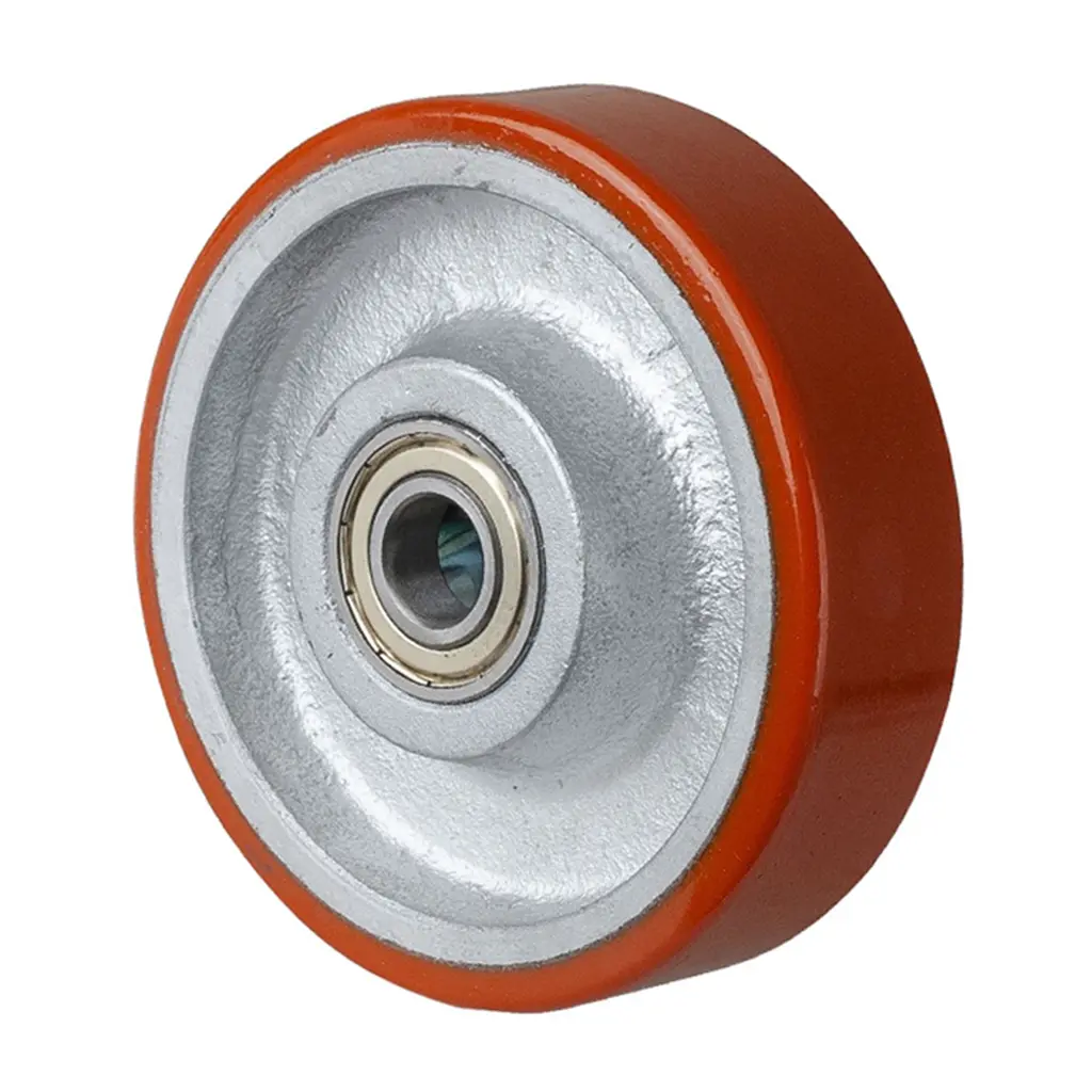 C10.150 Wheel series 150mm brown Prothane® polyurethane on cast iron centre 20mm bore hub length 50mm ball bearing 500kg