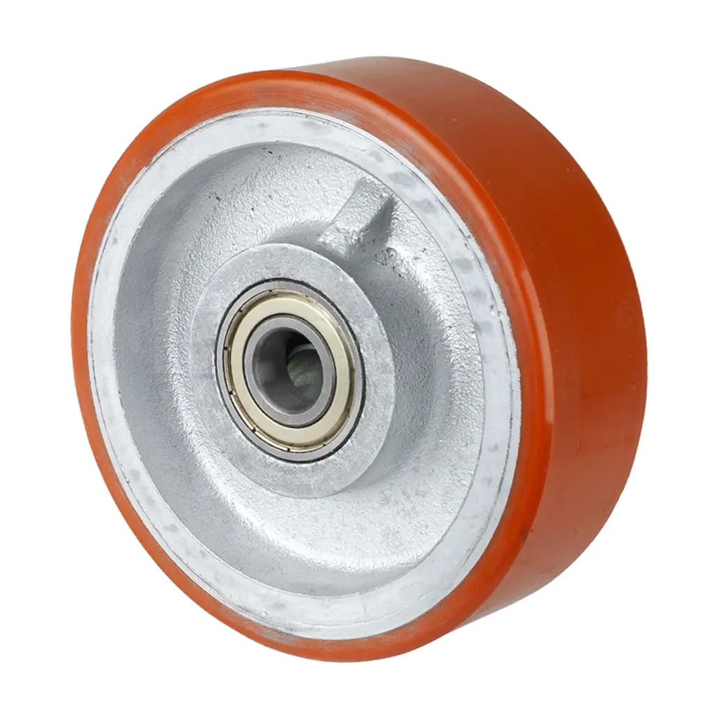 C10.152 Wheel series 150mm brown Prothane® polyurethane on cast iron centre 20mm bore hub length 50mm ball bearing 700kg