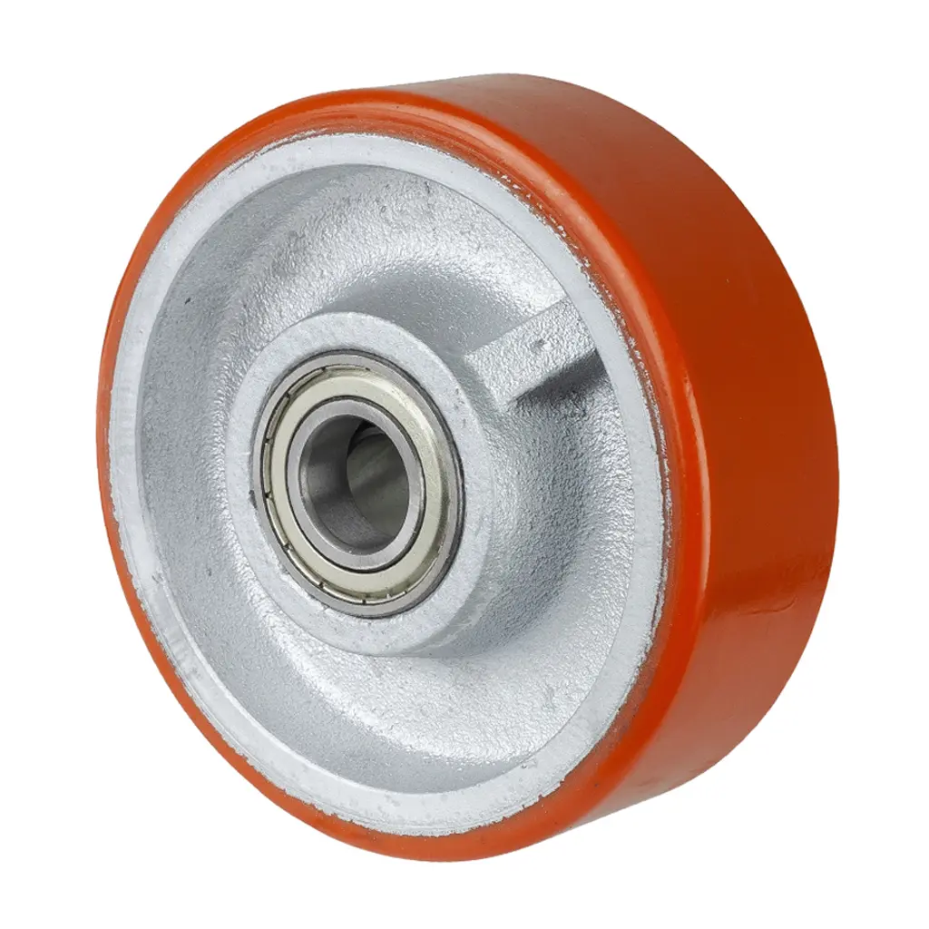 C10.153 Wheel series 150mm brown Prothane® polyurethane on cast iron centre 25mm bore hub length 60mm ball bearing 800kg