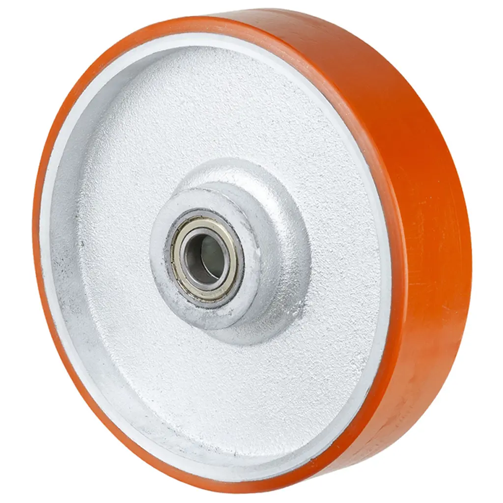 C10.306 Wheel series 300mm brown Prothane® polyurethane on cast iron centre 30mm bore hub length 82mm ball bearing 2000kg