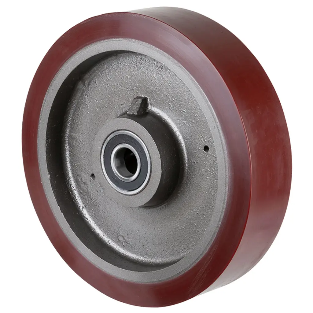 C10.406 Wheel series 400mm brown Prothane® polyurethane on cast iron centre 40mm bore hub length 108mm ball bearing 3500kg