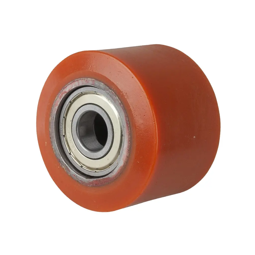 C40.82.20A Wheel series Pallet truck roller 82x60mm brown polyurethane on steel centre 20mm bore, width over ball bearings 56mm, 600kg