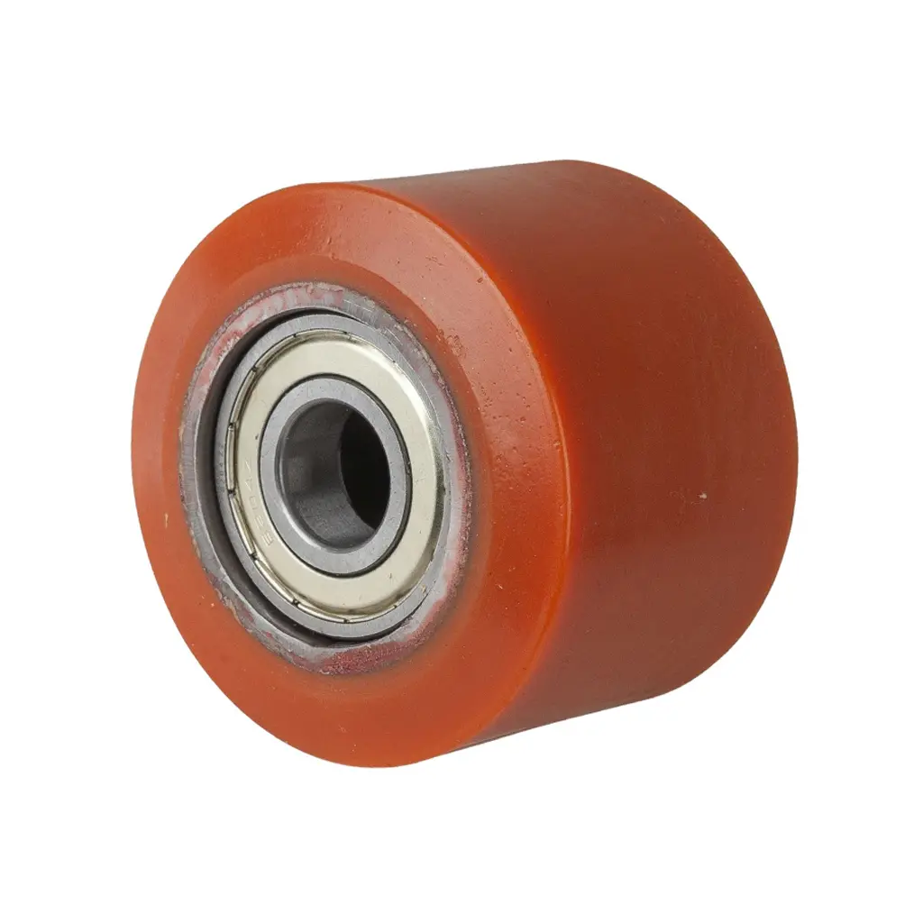 C40.82.20B Wheel series Pallet truck roller 82x70mm brown polyurethane on steel centre 20mm bore, width over ball bearings 66mm, 700kg