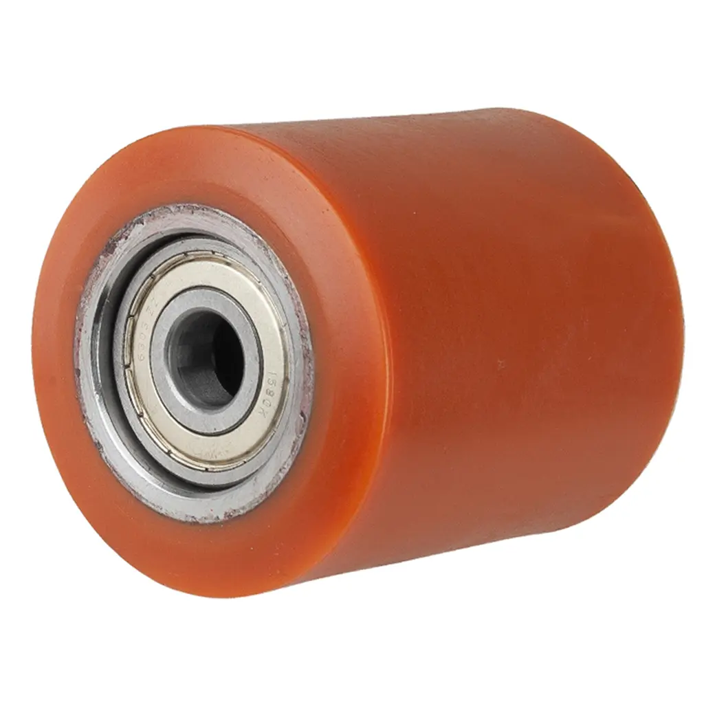 C40.85.17C Wheel series Pallet truck roller 85x100mm brown polyurethane on steel centre 17mm bore, width over ball bearings 93mm, 1000kg