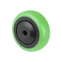 A85.051.F004 Wheel series 50mm green thermoplastic rubber on polypropylene centre 6mm bore hub length 22mm single ball bearing 50kg