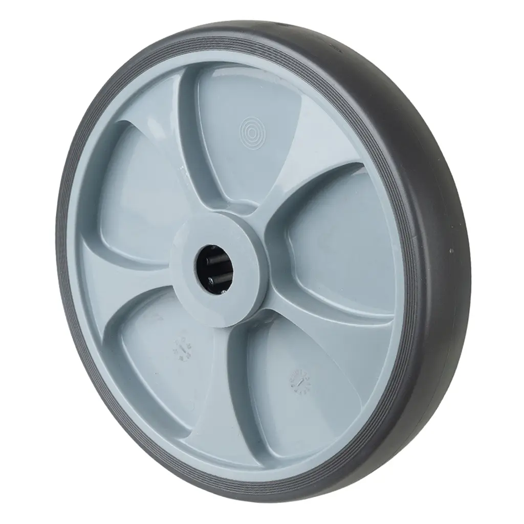 B44.251 Wheel series 250mm grey thermoplastic rubber on polypropylene centre 25mm bore hub length 60mm roller bearing 300kg