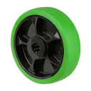 B44.161.F004 Wheel series 160mm green thermoplastic rubber on polypropylene centre 20mm bore hub length 60mm roller bearing 200kg