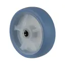 B44.101.F005 Wheel series 100mm light blue thermoplastic rubber on polypropylene centre 12mm bore hub length 40mm roller bearing 110kg