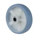 B44.126.F005 Wheel series 125mm light blue thermoplastic rubber on polypropylene centre 15mm bore hub length 50mm roller bearing 120kg