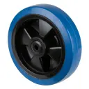 B62.201 Wheel series 200mm blue elastic rubber on polypropylene centre 12mm bore hub length 60mm ball bearings 400kg