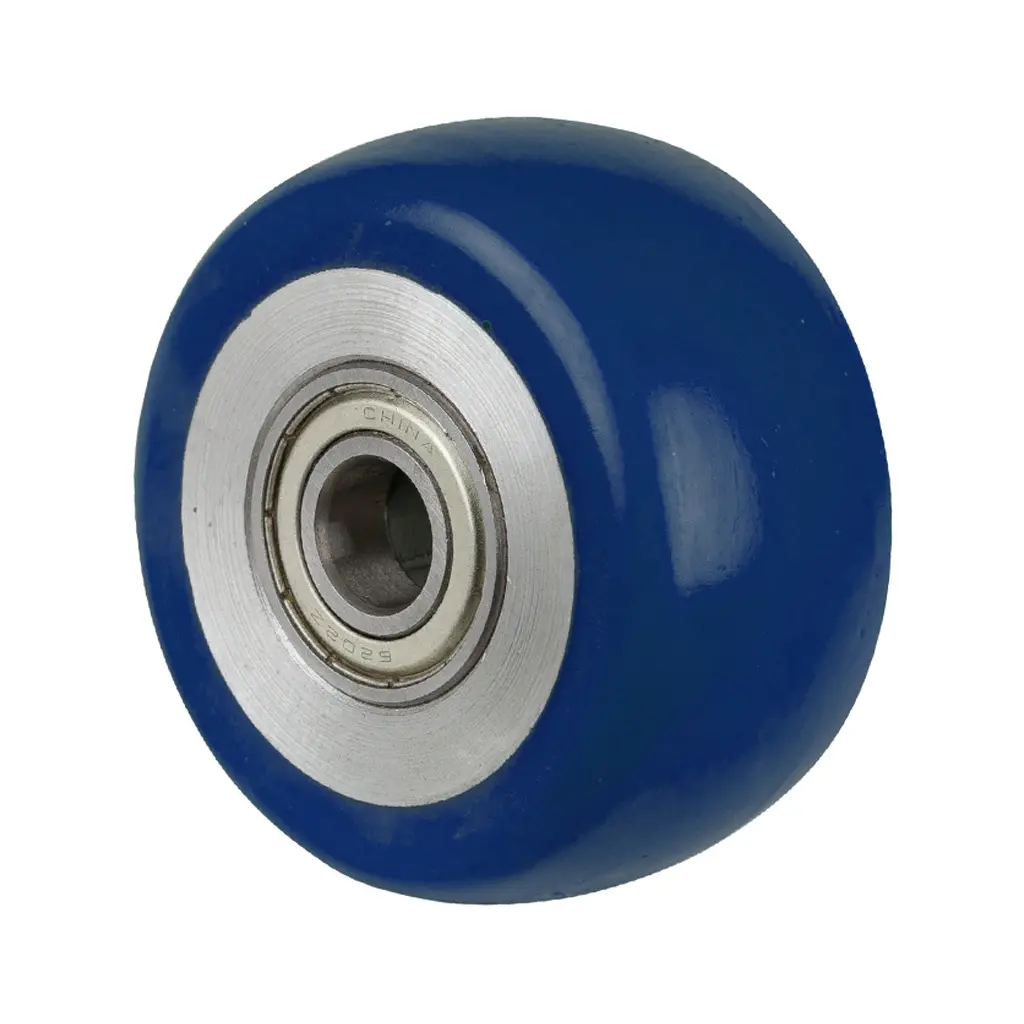 B92.080 Wheel series 80mm blue Besothane polyurethane on aluminium centre 15mm bore hub length 40mm ball bearing 170kg