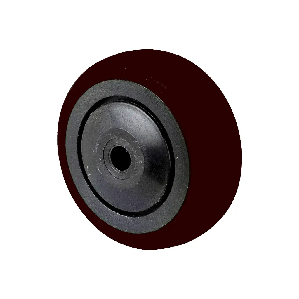 A85.051.F006 Wheel series 50mm black thermoplastic rubber on polypropylene centre 6mm bore hub length 22mm single ball bearing 50kg