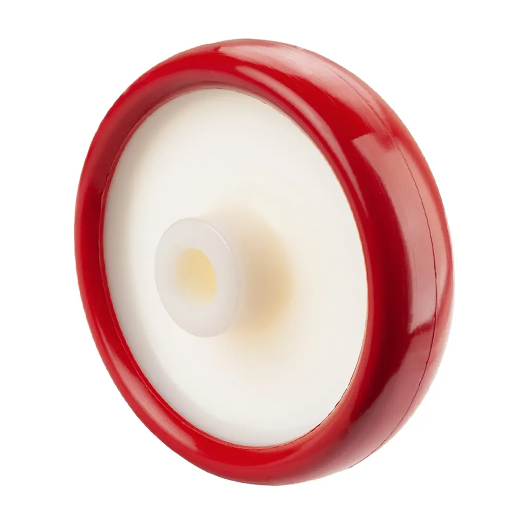 B26.161 Wheel series 160mm red polyurethane on nylon centre 20mm bore hub length 60mm plain bearing 300kg