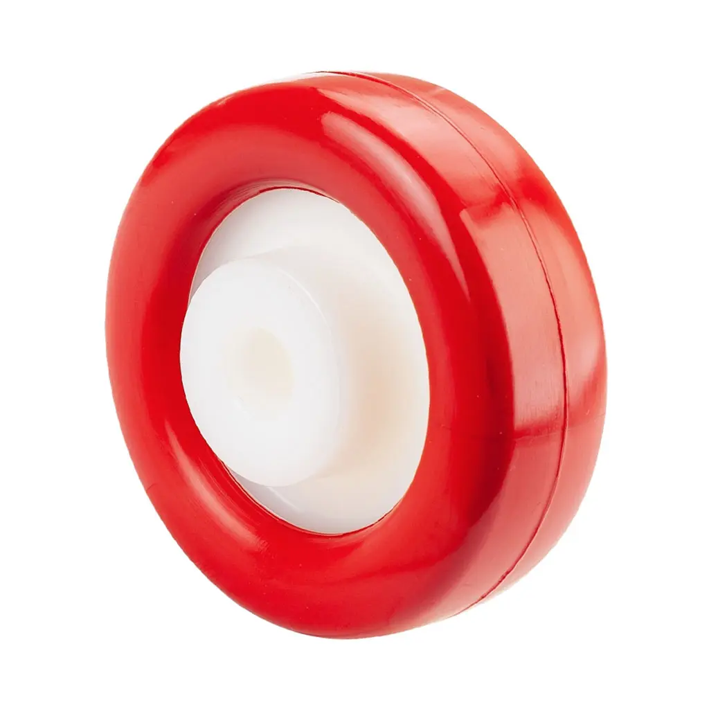 B27.101 Wheel series 100mm red polyurethane on nylon centre 15mm bore hub length 44mm plain bearing 250kg