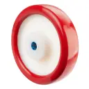 B28.201 Wheel series 200mm red polyurethane on nylon centre 20mm bore hub length 60mm stainless steel roller bearing 750kg