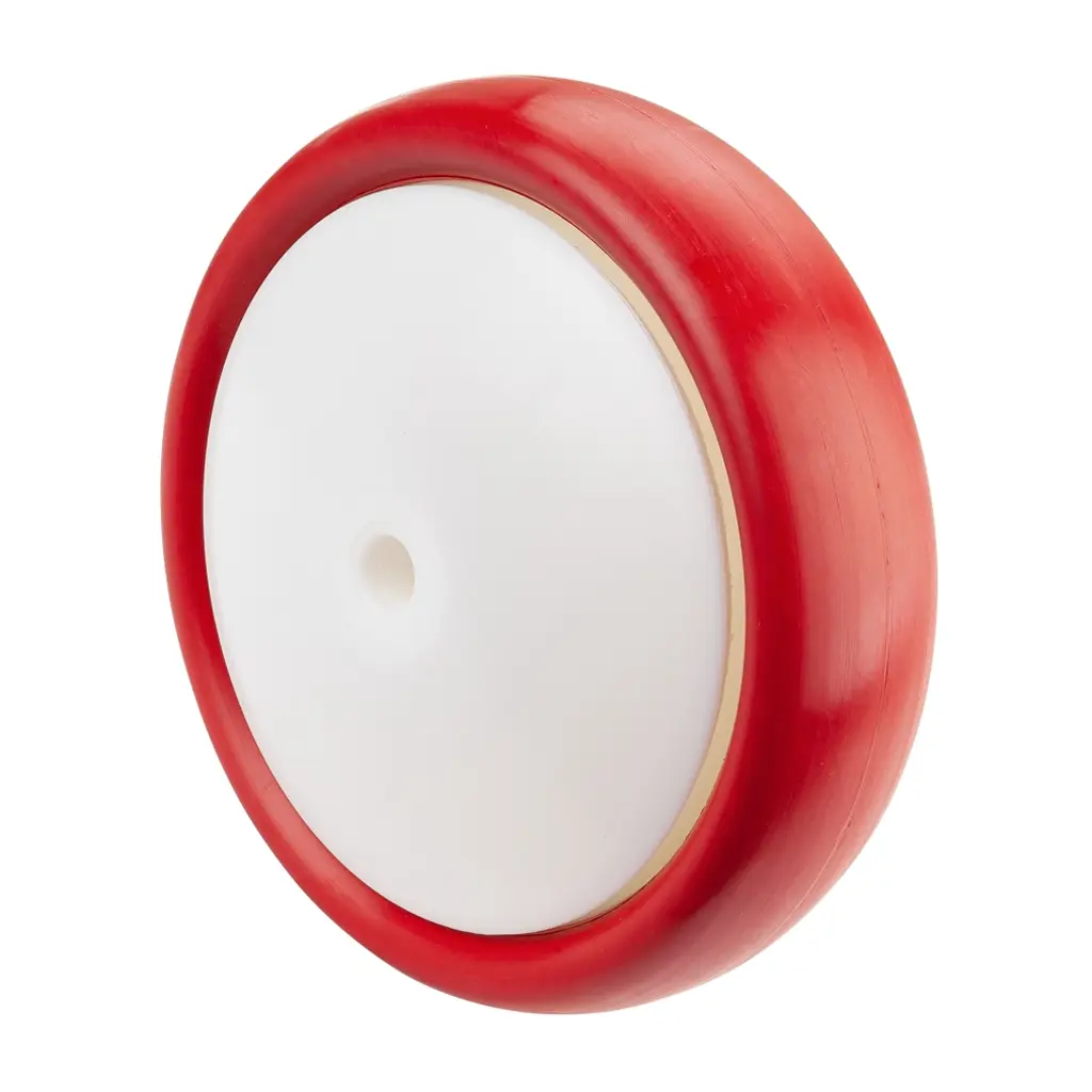 B30.160 Wheel series 160mm red polyurethane on nylon centre 12mm bore hub length 62mm single ball bearing 250kg