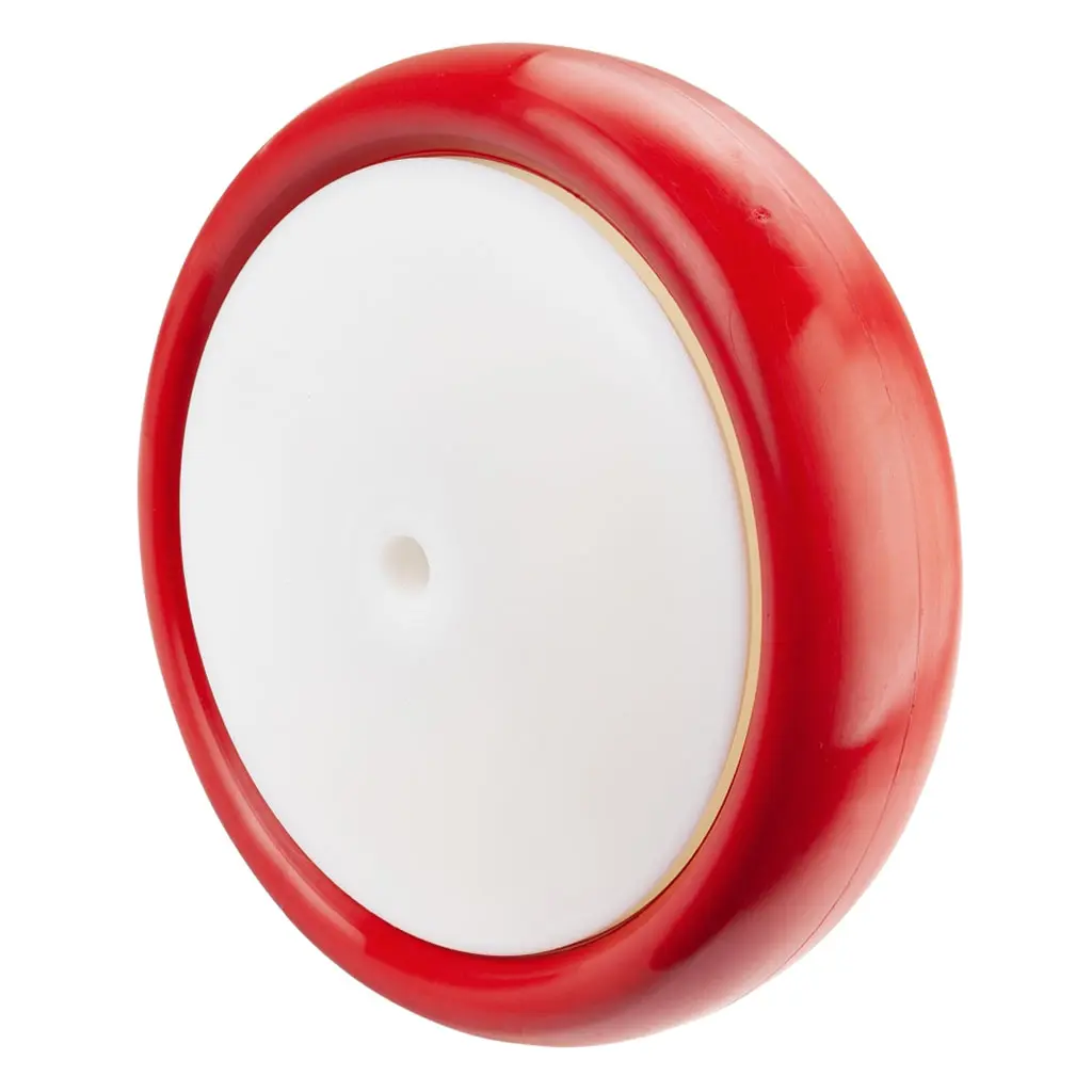 B30.203 Wheel series 200mm red polyurethane on nylon centre 12mm bore hub length 62mm single ball bearing 380kg