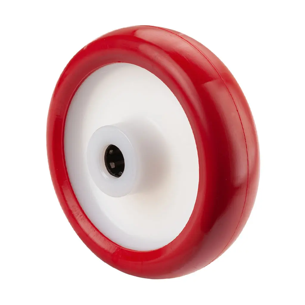 B31.126 Wheel series 125mm red polyurethane on nylon centre 15mm bore hub length 50mm roller bearing 180kg